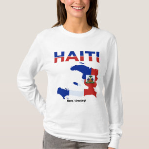 Camiseta Orgullo haitiano Diseño de mapa de bandera de Hait