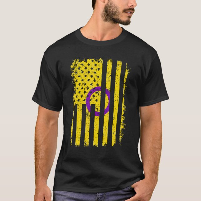 Camiseta Orgullo Intersexual Bandera Estadounidense Amor Ga (Anverso)