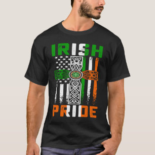 Camiseta Orgullo Irlandés Bandera Estadounidense Cruz Celta