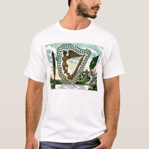 Camiseta Orgullo irlandés: Emblemas de arpa dorada
