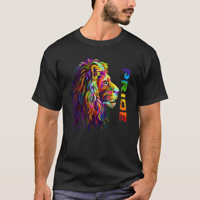 Camiseta Orgullo León Lgbt Bandera De Color Arcoiris Gay Or (Anverso)