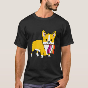 Camiseta Orgullo Lésbico Corgi Naranja Rosa