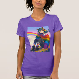 Camiseta Orgullo lésbico de Chica anime LGBTQIA+