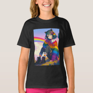 Camiseta Orgullo lésbico de Chica anime LGBTQIA+