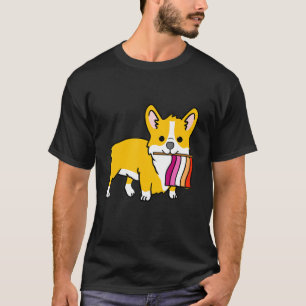 Camiseta Orgullo Lésbico de Naranja de Corgi Rosa