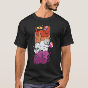 Camiseta Orgullo lésbico gato LGBT bandera gay linda pila s