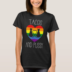 Camiseta Orgullo Lésbico Gay Cats And Tacos Lover