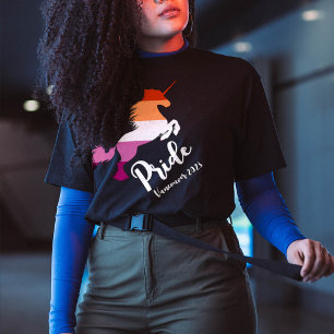 Camiseta Orgullo lésbico: Unicornio, año Personalizar y ciu