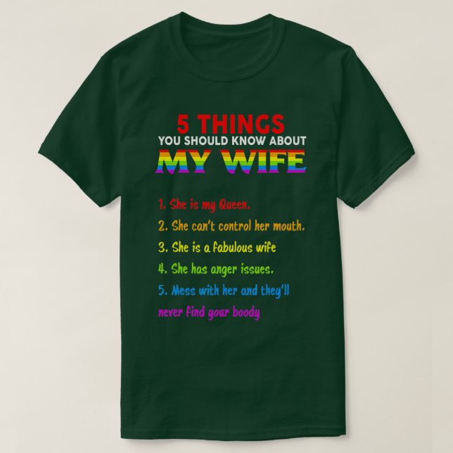 Camiseta Orgullo LGBT 5 cosas que deberías conocer sobre mi (Diseño del anverso)