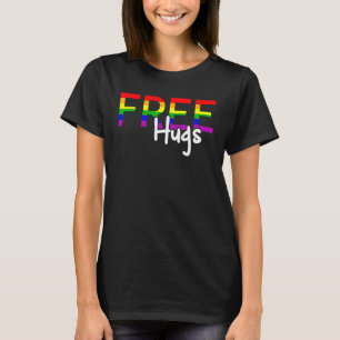 Camiseta Orgullo Lgbt Apoyo Arcoiris Abrazos gratis a Lesbi