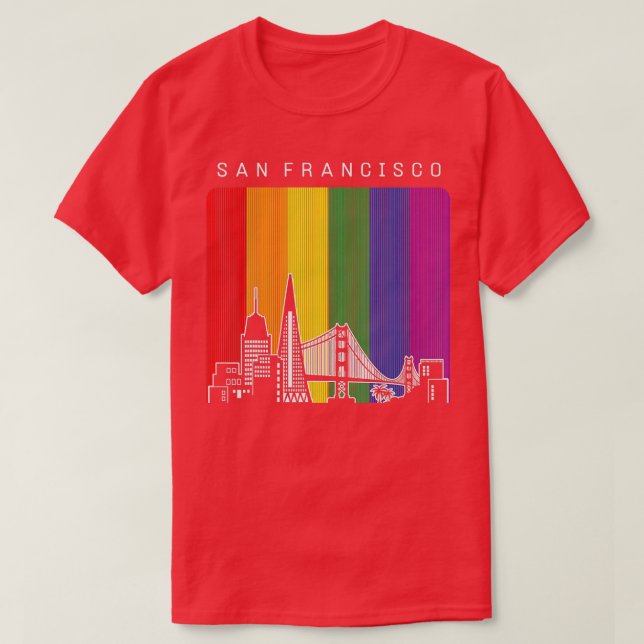Camiseta Orgullo LGBT de Bandera Arcoiris de San Francisco (Diseño del anverso)