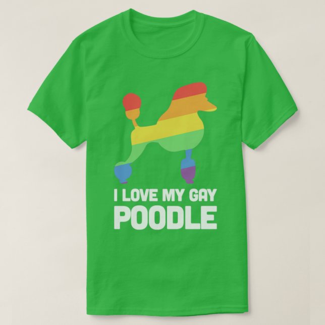 Camiseta Orgullo LGBT de perro gay gracioso de Poodle (Diseño del anverso)