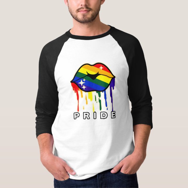 Camiseta Orgullo LGBT en los labios arcoiris (Anverso)
