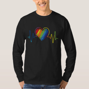 Camiseta Orgullo LGBT Gay Lesbiana moderna latido arcoiris