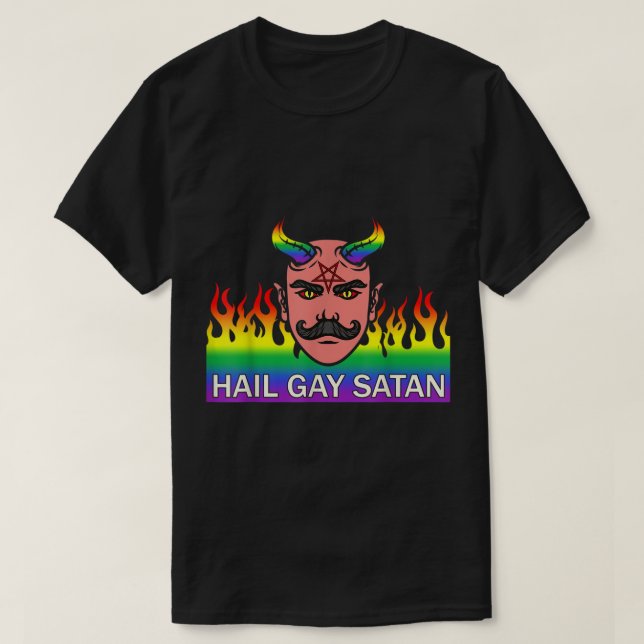 Camiseta Orgullo LGBT Hail Gay Satan (Diseño del anverso)