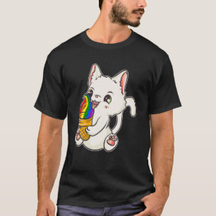 Camiseta Orgullo LGBT Kawaii Crema de hielo para gato anime