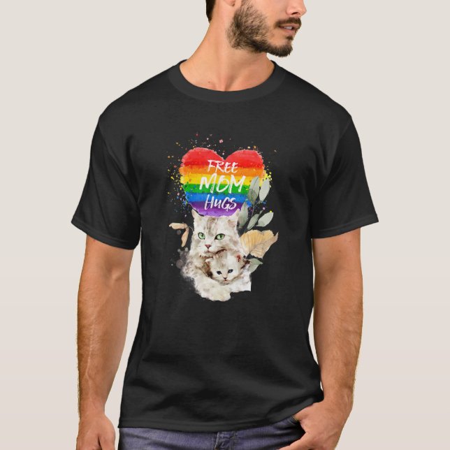 Camiseta Orgullo LGBT Mamá Gato Y Mamá Libre De Gatitos Abr (Anverso)