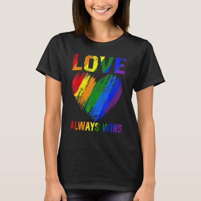 Camiseta Orgullo Lgbt Mes Cute Rainbow Heart Love Gana (Anverso)