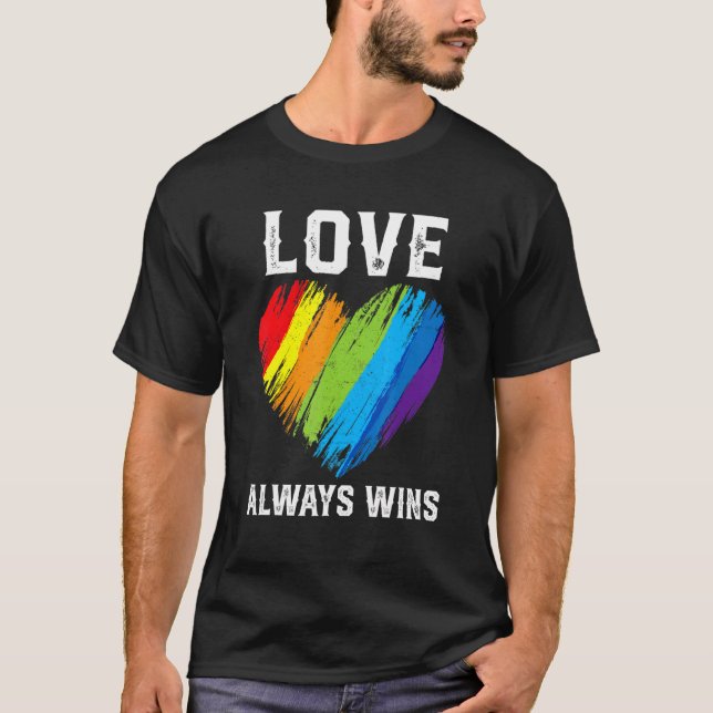 Camiseta Orgullo Lgbt Mes Cute Rainbow Heart Love Gana (Anverso)