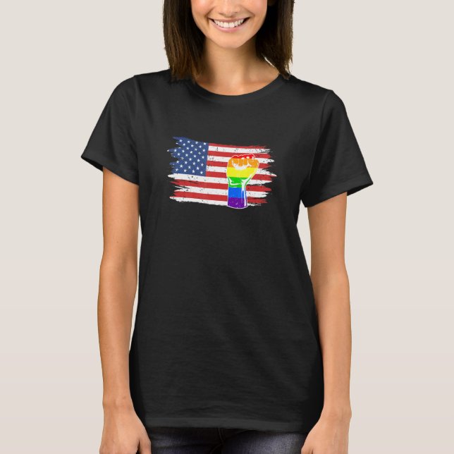 Camiseta Orgullo Lgbt Orgulloso América Bandera Apoyar la i (Anverso)