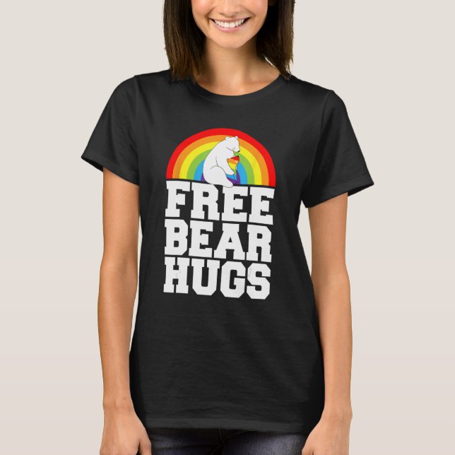 Camiseta Orgullo LGBT: Oso libre abrazos arco iris de apoyo (Anverso)