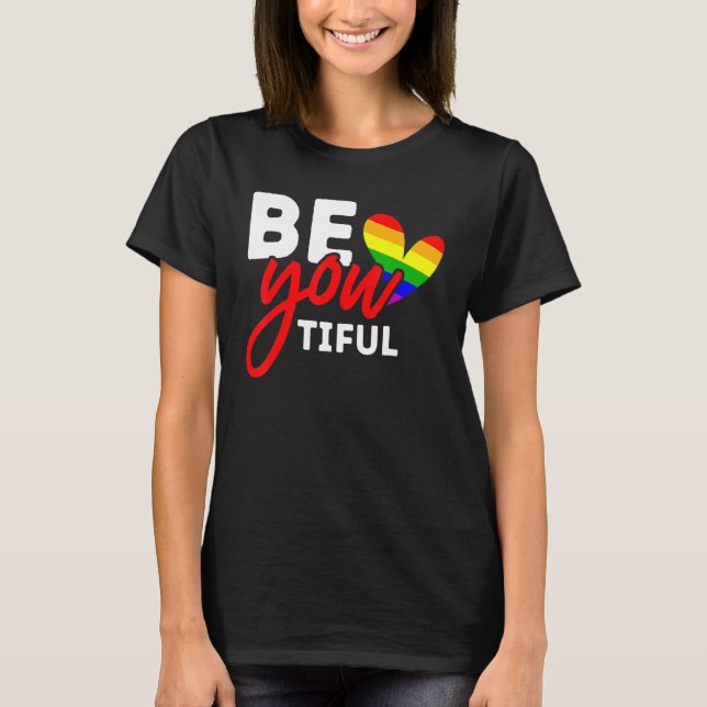 Camiseta Orgullo LGBT, sé tu hermosa y hermosa lesbiana gay (Anverso)