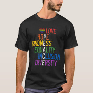 Camiseta Orgullo LGBTQ Aliado gay Esperanza Amor Amabilidad