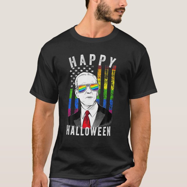 Camiseta Orgullo LGBTQ Biden Feliz Halloween para el Orgull (Anverso)