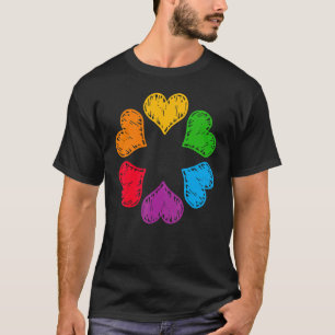 Camiseta Orgullo Lgbtq Corazones Arcoiris Desfile Gráfico C