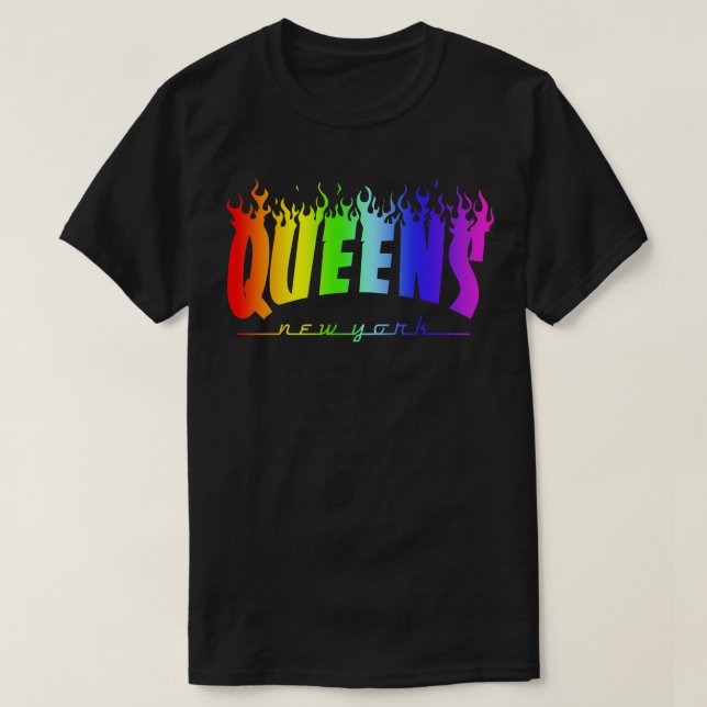Camiseta Orgullo LGBTQ de Queens Flaming Parodia Trasher Ma (Diseño del anverso)