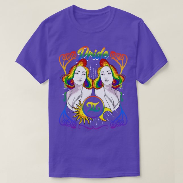 Camiseta Orgullo LGBTQ de Zodiac Gemini (Diseño del anverso)