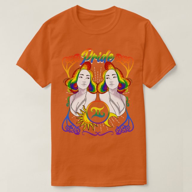 Camiseta Orgullo LGBTQ de Zodiac Gemini (Diseño del anverso)