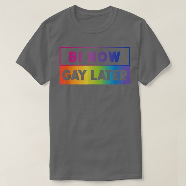 Camiseta Orgullo LGBTQ Mes del Arcoiris Bi ahora gay despué (Diseño del anverso)