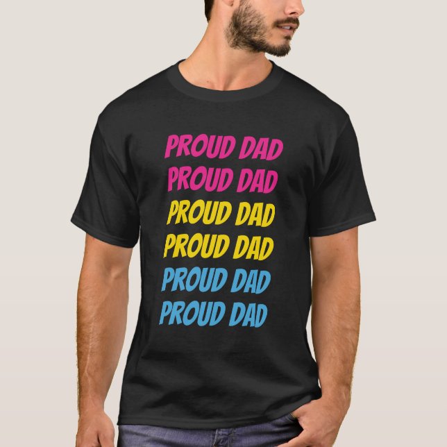 Camiseta Orgullo LGBTQ Pansexual Orgullo Papá Repetir Texto (Anverso)