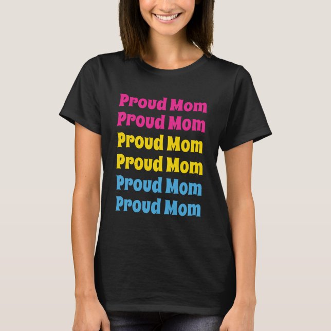Camiseta Orgullo LGBTQ Pansexual Orgullosa Mamá Repitiendo  (Anverso)