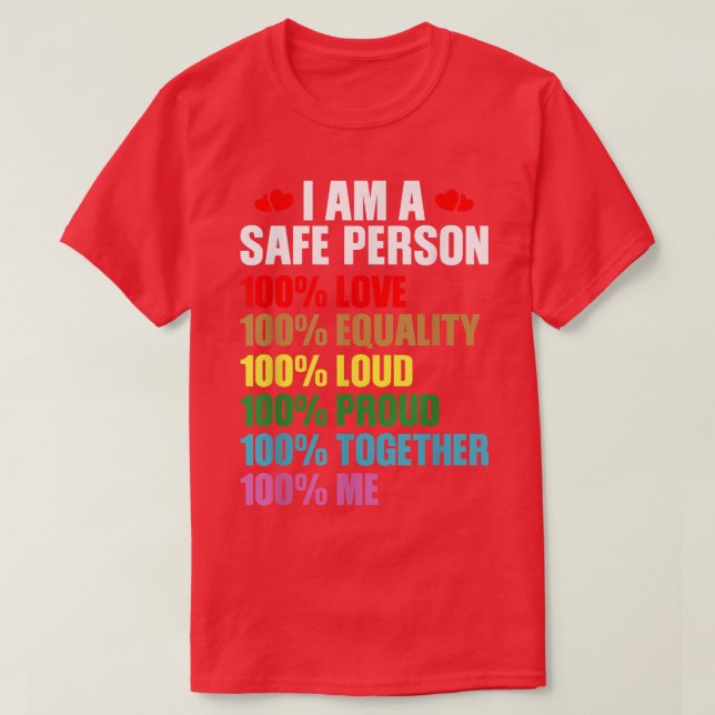 Camiseta Orgullo LGBTQ Soy Una Persona Segura 100 Love Y Eq (Diseño del anverso)