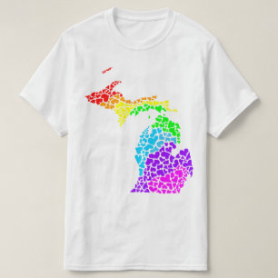 Camiseta orgullo michigan: corazones arcoiris