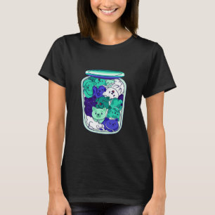Camiseta Orgullo MLM Frasco de Gatos Bandera Gay Masculina 