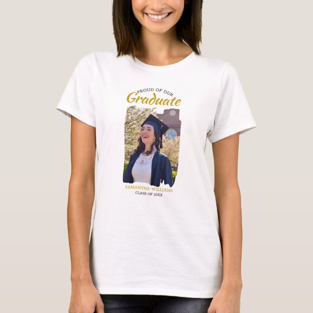 Camiseta Orgullo Moderno De Nuestra Foto De Graduado (Anverso)