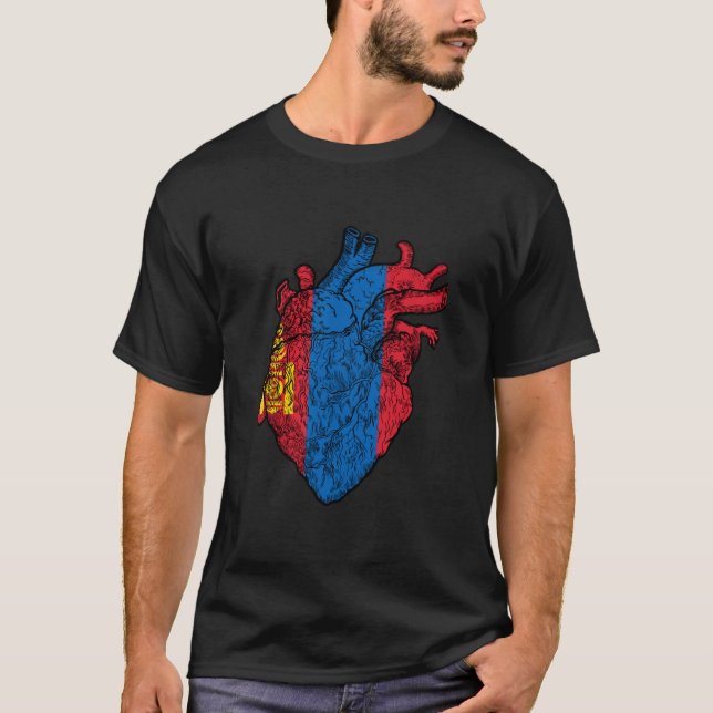 Camiseta Orgullo Mongol Bandera de Mongolia Corazón Raíz Mo (Anverso)