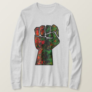 Camiseta orgullo negro bandera panafricana roja verde puño