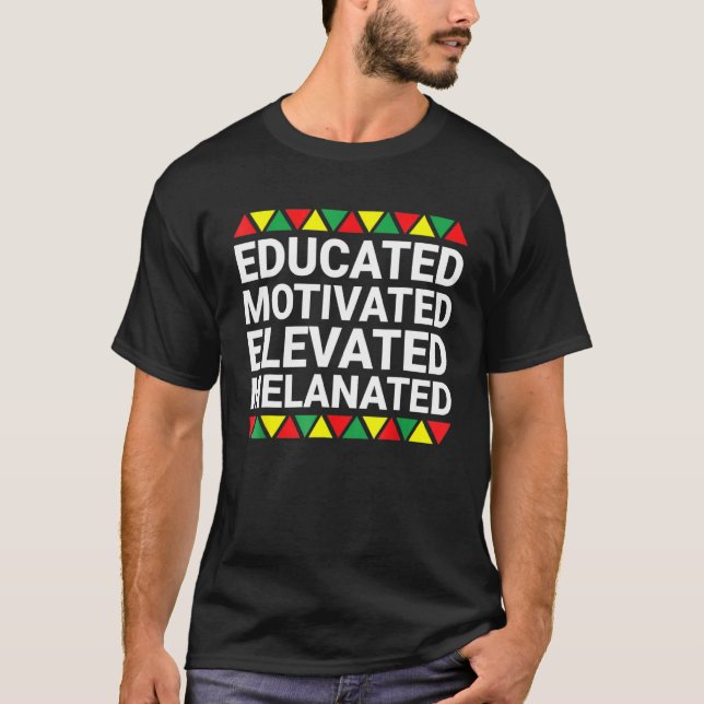 Camiseta Orgullo negro con motivación educada elevado (Anverso)