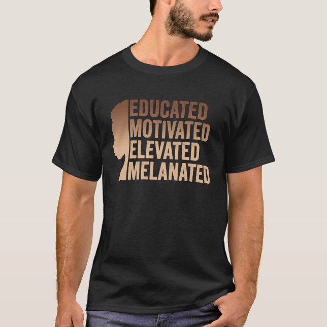 Camiseta Orgullo negro con motivación educada elevado (Anverso)