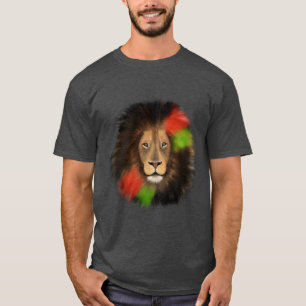 Camiseta orgullo negro león rojo verde unidad selva gato re