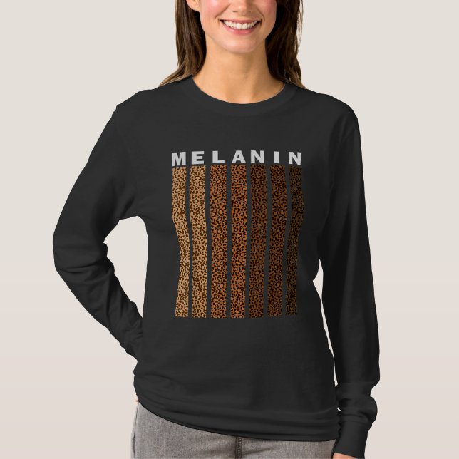 Camiseta Orgullo negro Melanin Leopardo Afro Americano (Anverso)