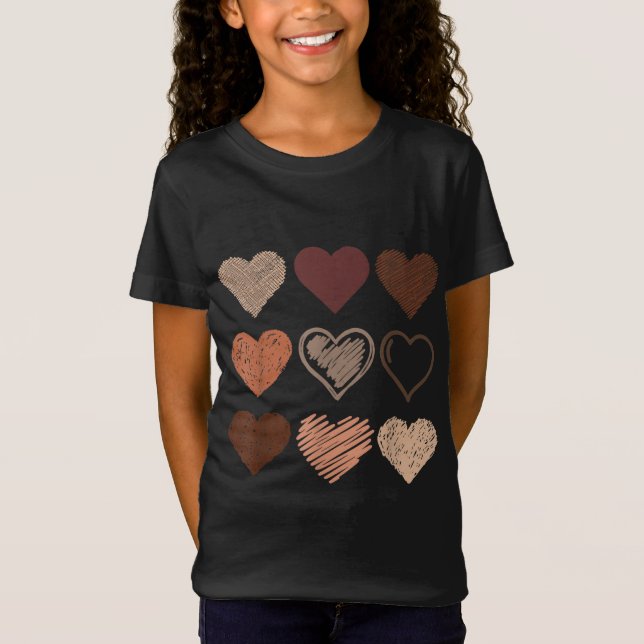 Camiseta Orgullo negro Melanin Tono de piel corazón histori (Anverso)
