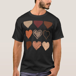 Camiseta Orgullo negro Melanin Tono de piel corazón histori