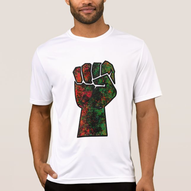 Camiseta orgullo negro puño rojo verde panafricana unidad d (Anverso)