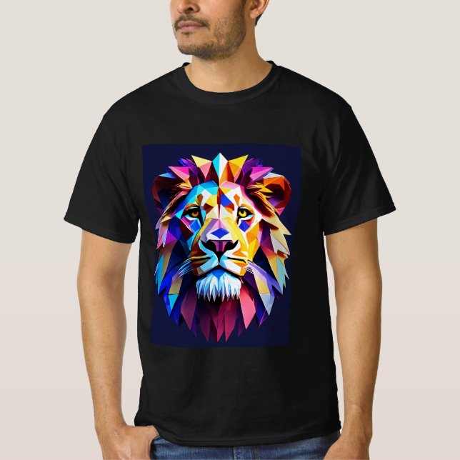 Camiseta Orgullo Neon: Un diseño majestuoso de cabeza de le (Anverso)