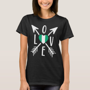 Camiseta Orgullo nigeriano amor Bandera de Nigeria Corazón